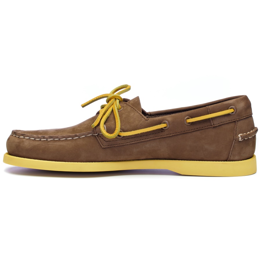 Docksides Portland Nubuk-Dark Brown & Yellow Sebago Australia