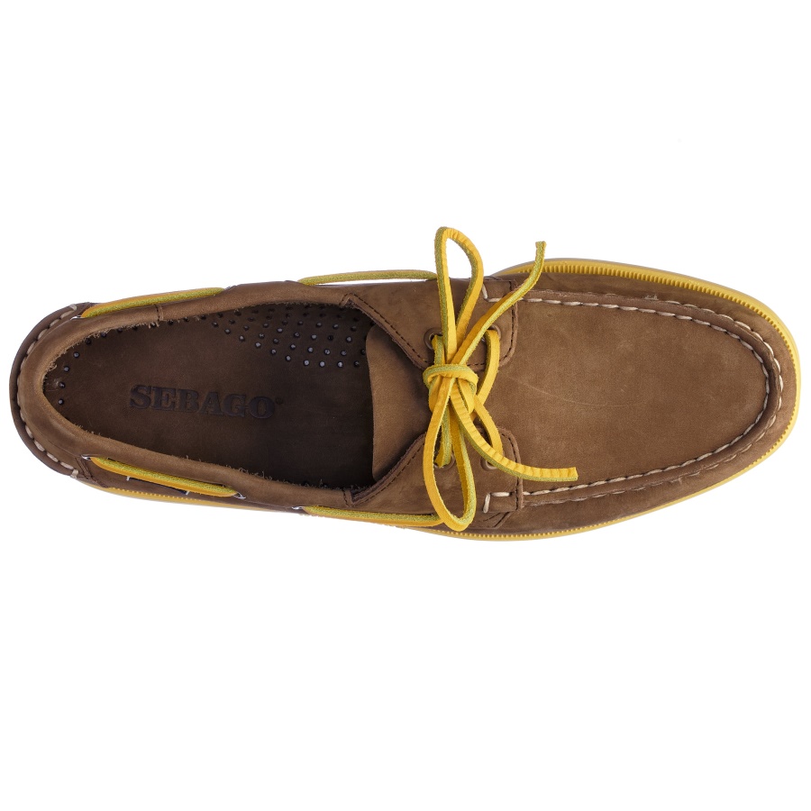 Docksides Portland Nubuk-Dark Brown & Yellow Sebago Australia