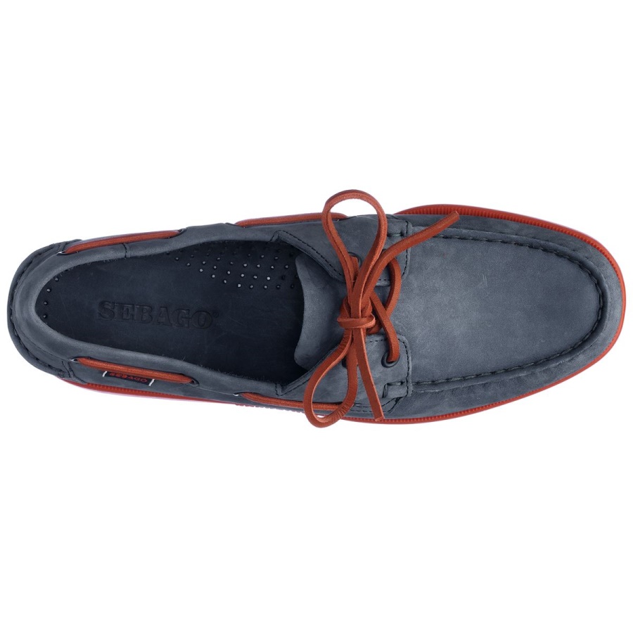 Docksides Portland Nubuk-Navy Blue & Red Sebago Australia