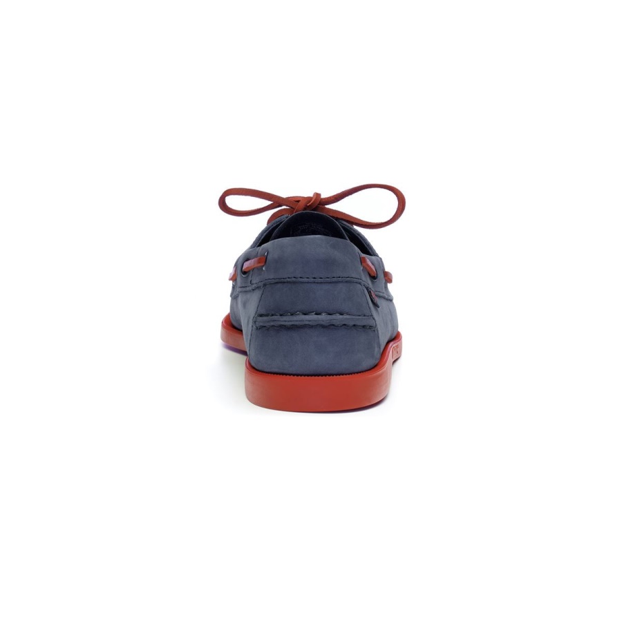 Docksides Portland Nubuk-Navy Blue & Red Sebago Australia