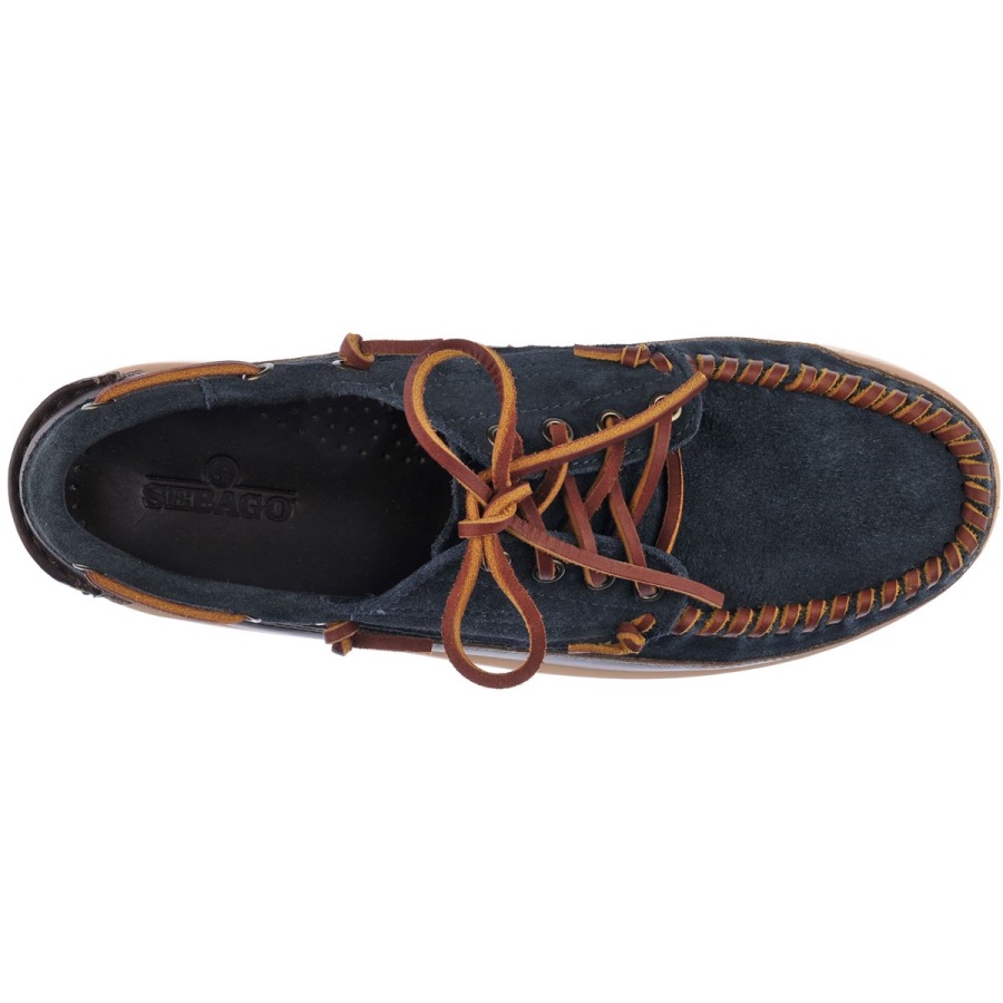 Keuka Lea Canoe Moc-Navy Blue & Dark Brown Sebago Australia