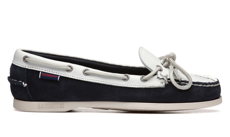 Sebago Australia Navy-White Womens Nina Suede Bala Moccasin