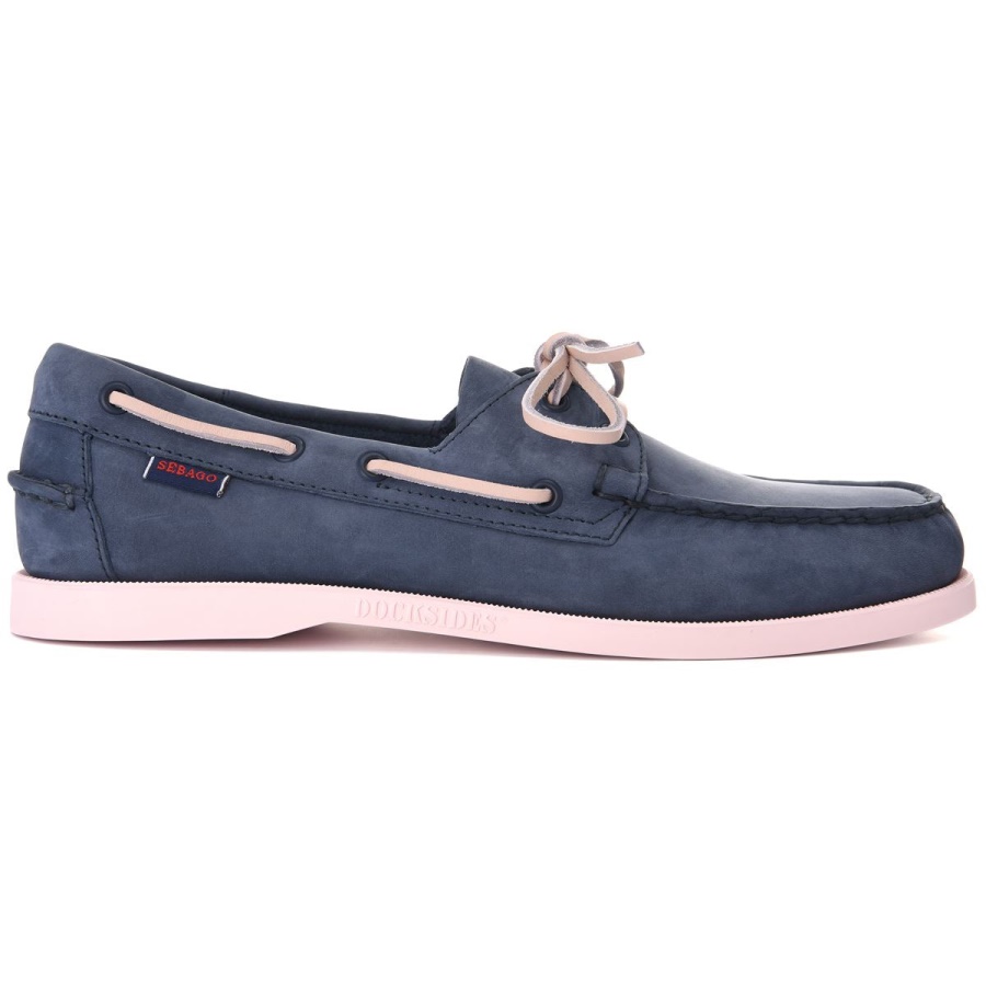 Sebago Australia Docksides Portland Nubuk-Navy Blue & Pink