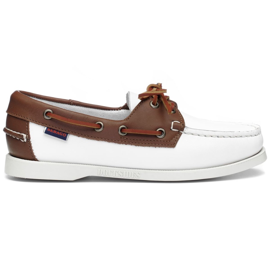 Sebago Docksides Portland Woman-White & Brown