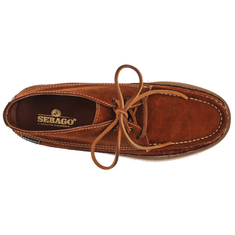 Sebago Australia Miwak Suede Canoe Moc-Cognac & Dark Brown