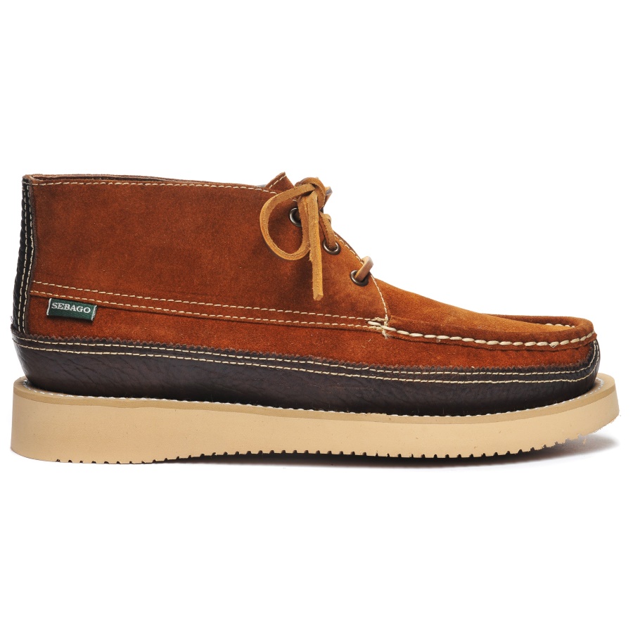 Sebago Australia Miwak Suede Canoe Moc-Cognac & Dark Brown
